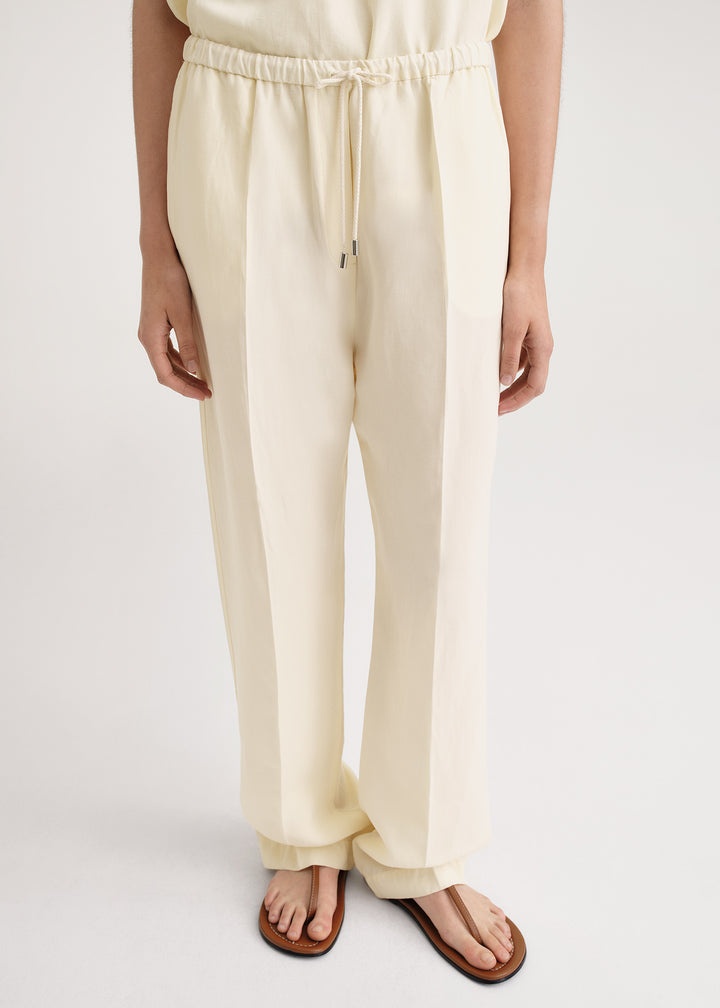 Press-creased drawstring trousers vanilla - 5