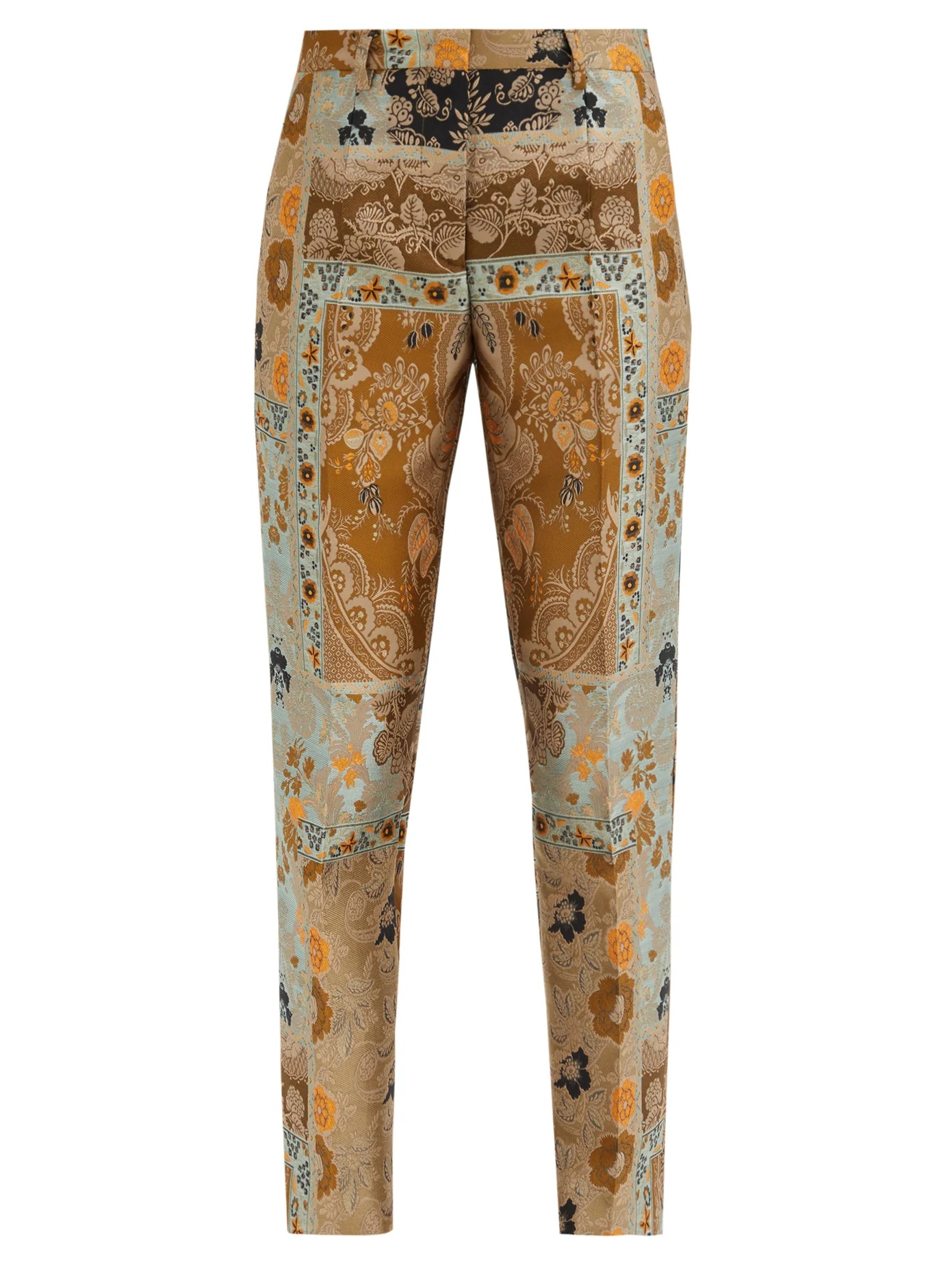 Bristol high-rise floral-brocade slim-leg trousers - 1