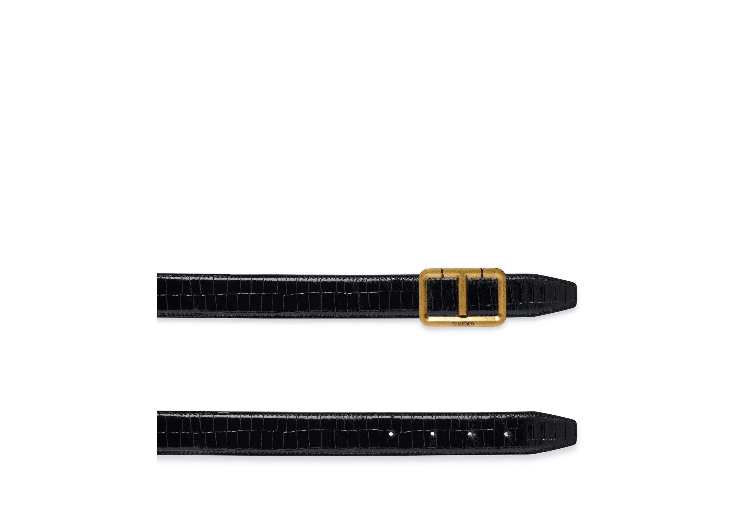 GLOSSY PRINTED CROC SCORED T BELT - 2