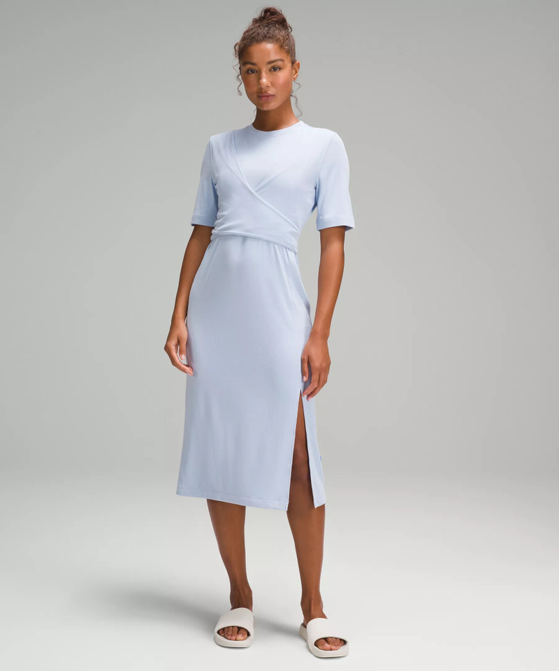 Wrap-Front Soft Ribbed Midi Dress 1