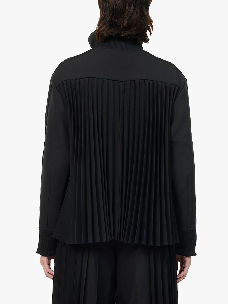 Zip-front pleated-panel woven track jacket - 4