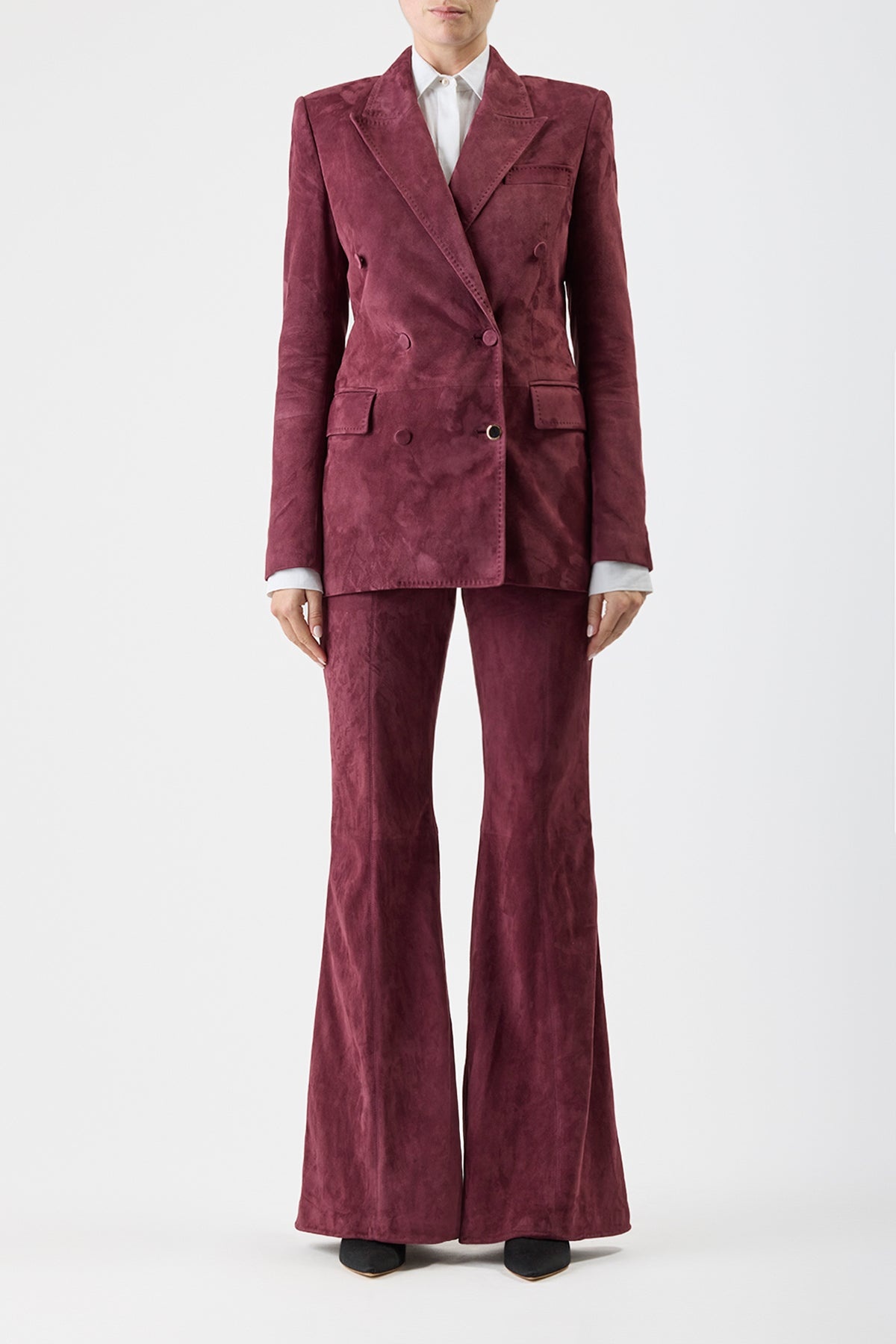 Rhein Pant in Deep Bordeaux Suede - 3