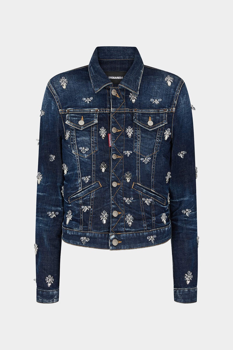 CRYSTAL FLIES WASH BOYFRIEND JEAN JACKET - 5
