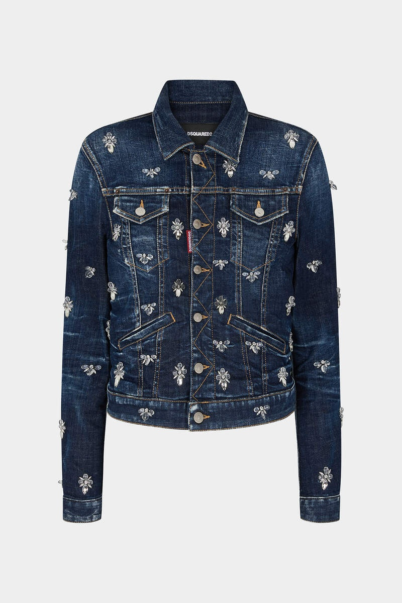 CRYSTAL FLIES WASH BOYFRIEND JEAN JACKET 5