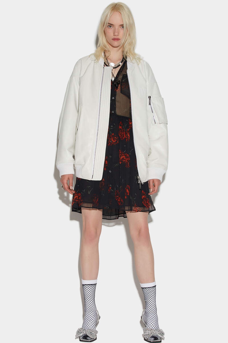 LEATHER OVER BOMBER JACKET - 1
