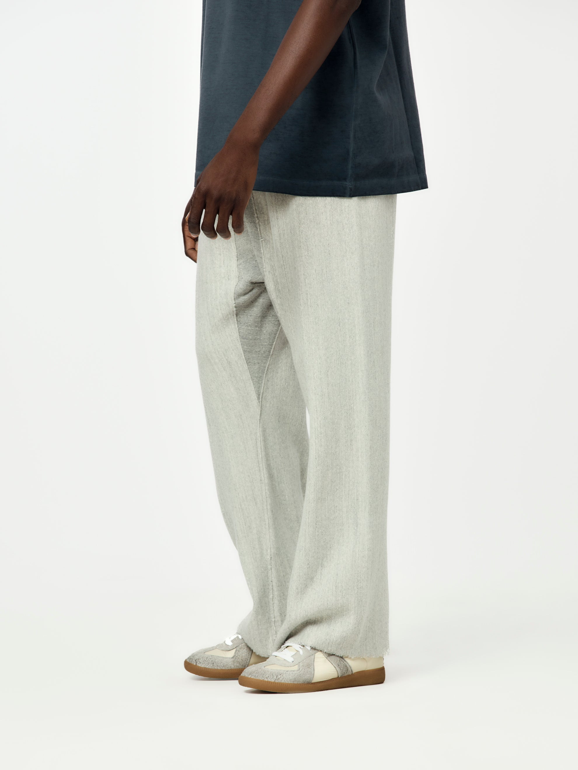 RECARDED YARN FLEECE PANTS (GREY MELANGE) - 2