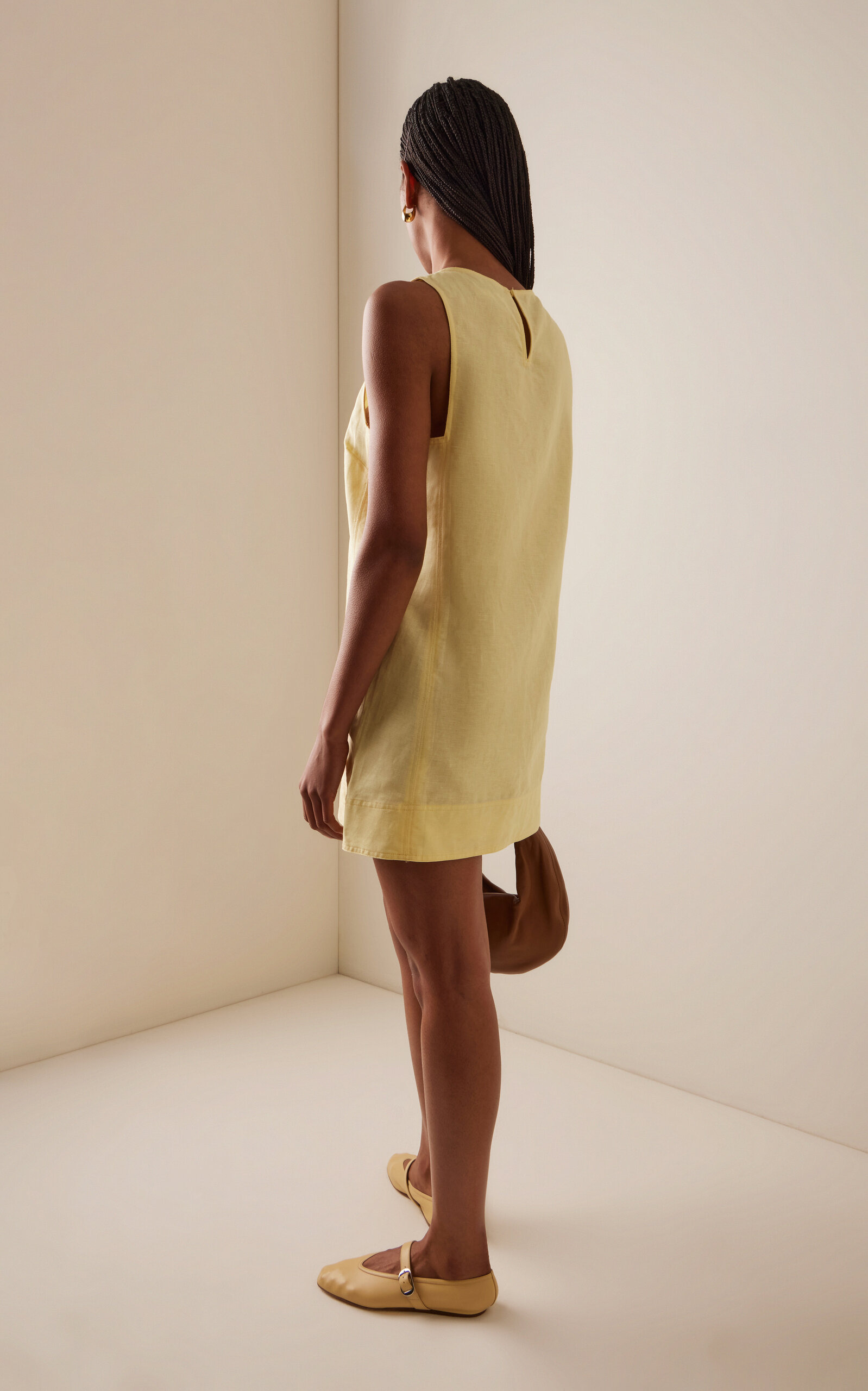 Exclusive Linen-Cotton Mini Shift Dress yellow - 4