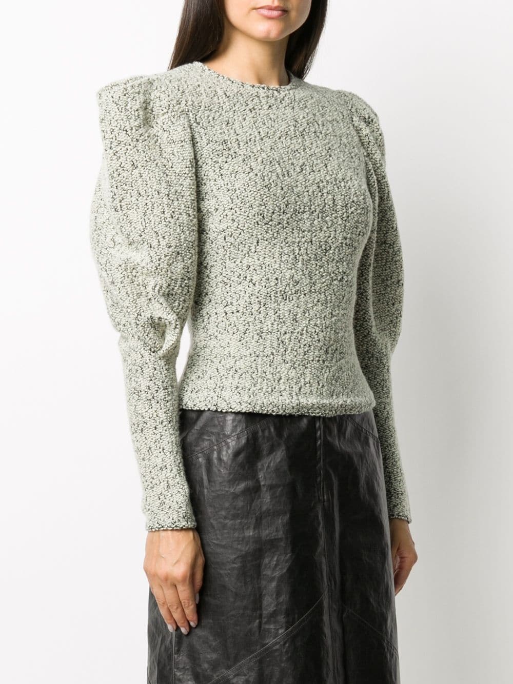 textured puff-sleeves jumper - 3