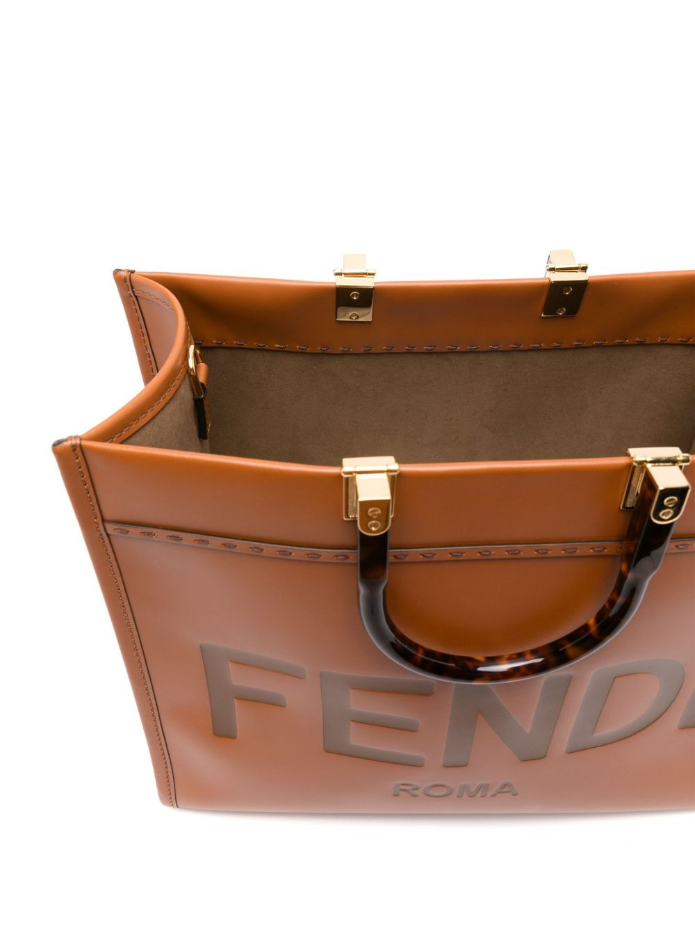 Sunshine logo-debossed leather tote - 5