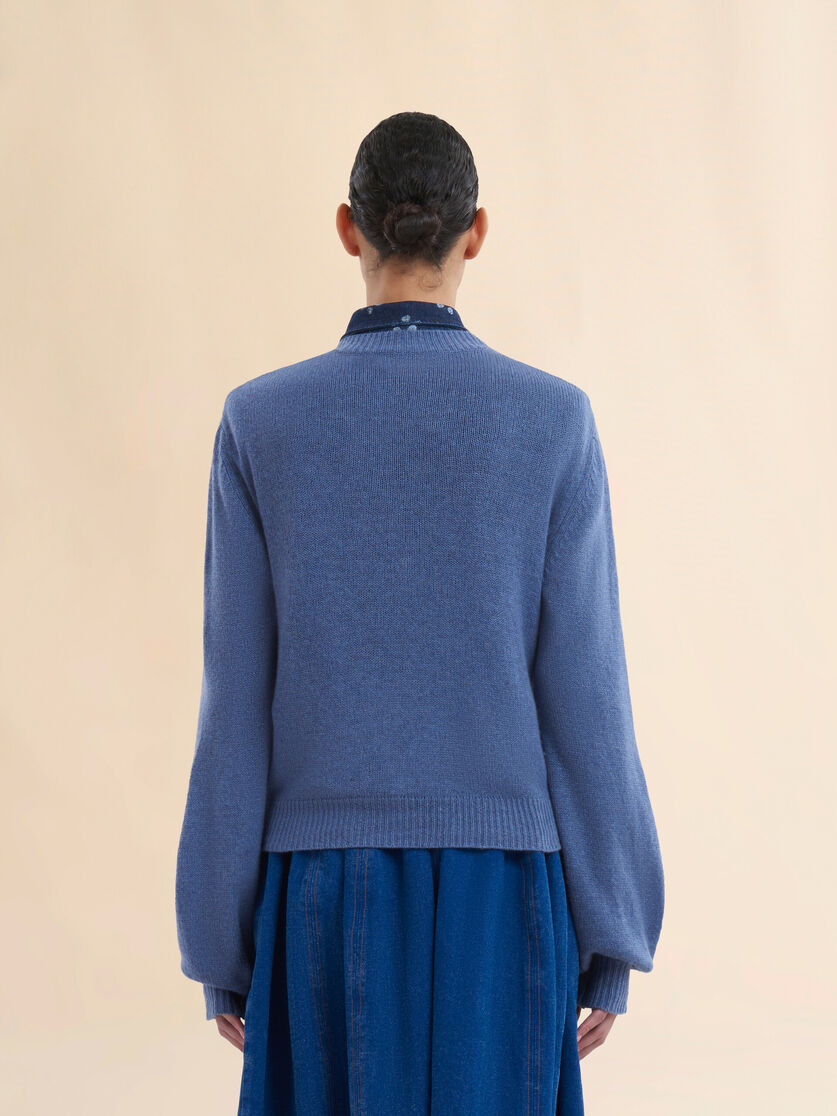 BLUE CASHMERE CARDIGAN WITH MARNI PATCH - 3