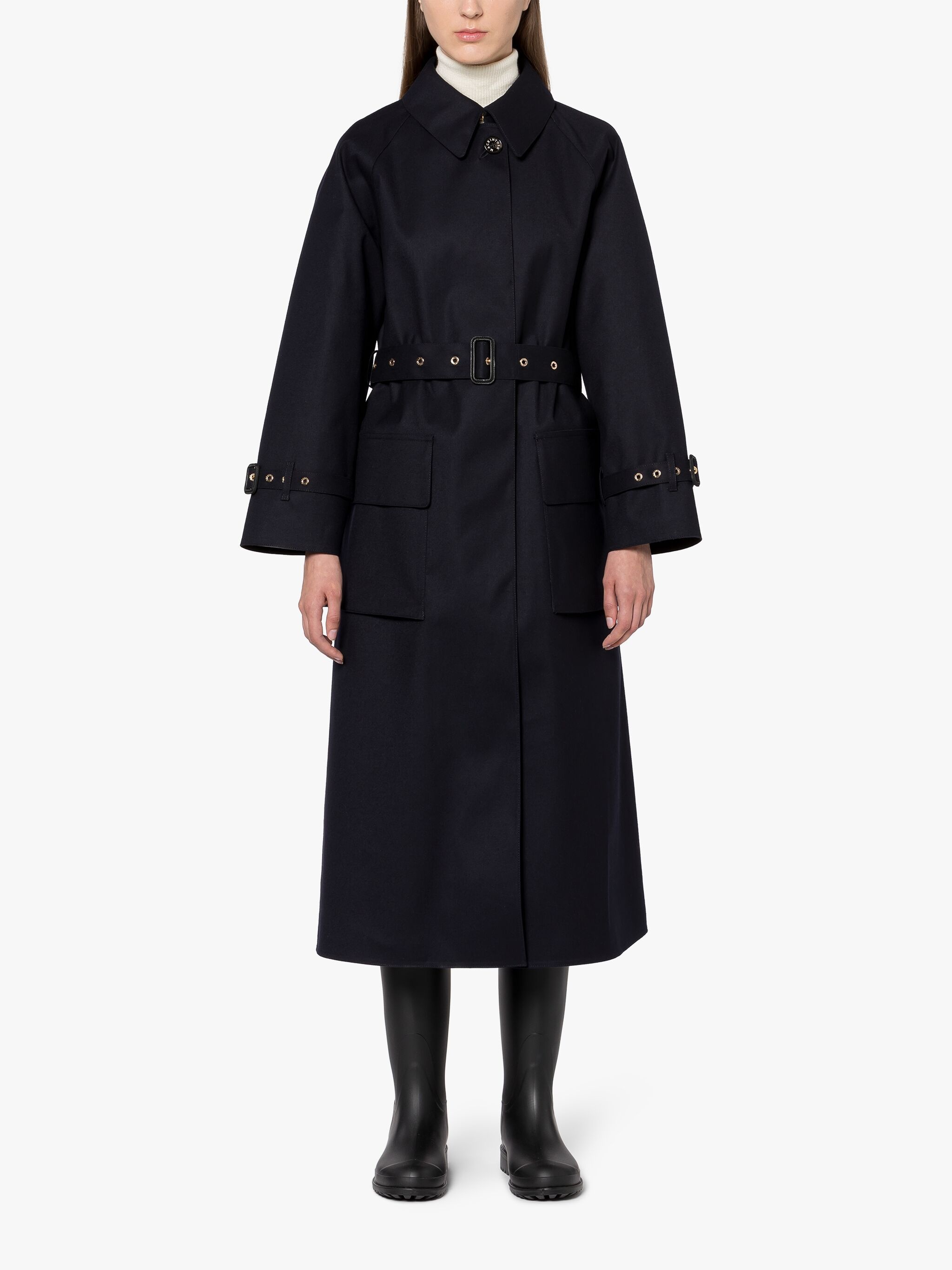 KELVIN NAVY BONDED WOOL TRENCH COAT - 3