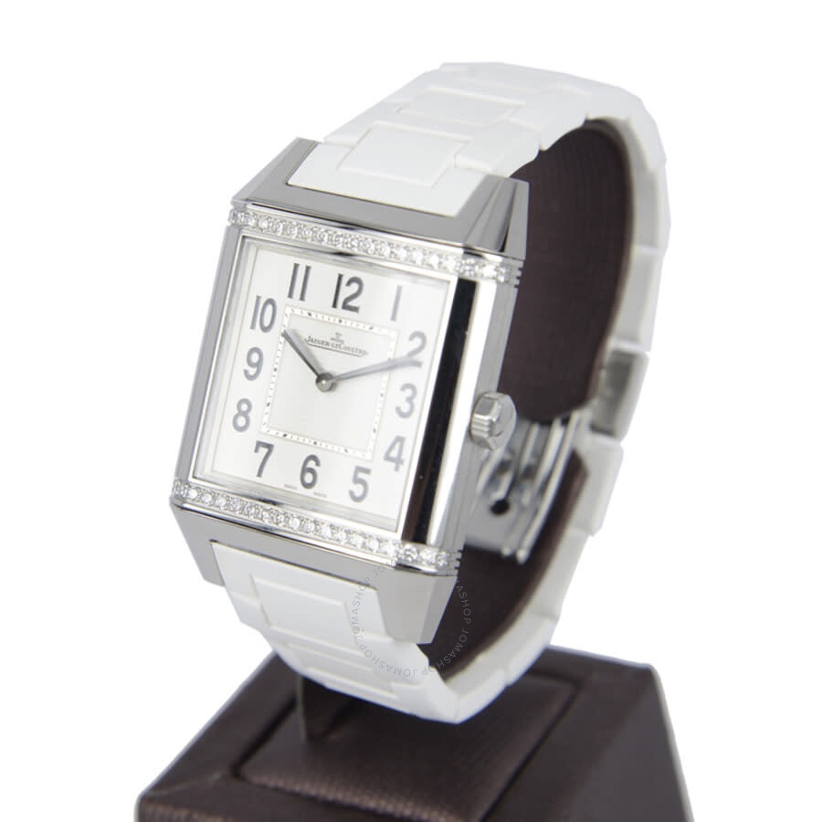 Jaeger LeCoultre Reverso Squadra Classique White Dial Diamond Rubber Ladies Watch Q7068721 - 4