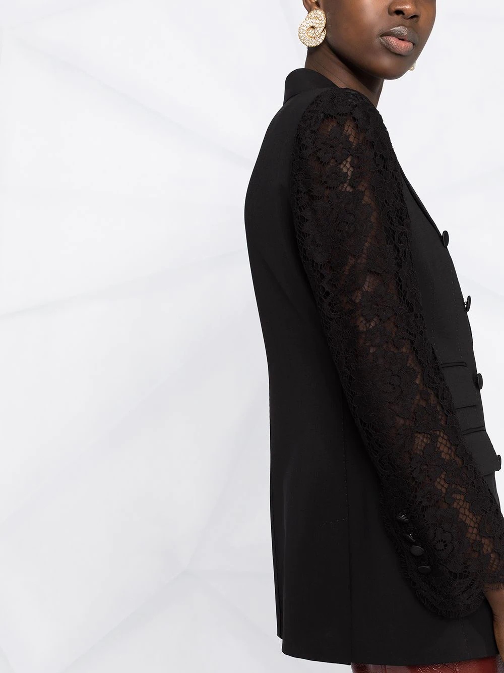 lace-sleeve blazer - 3