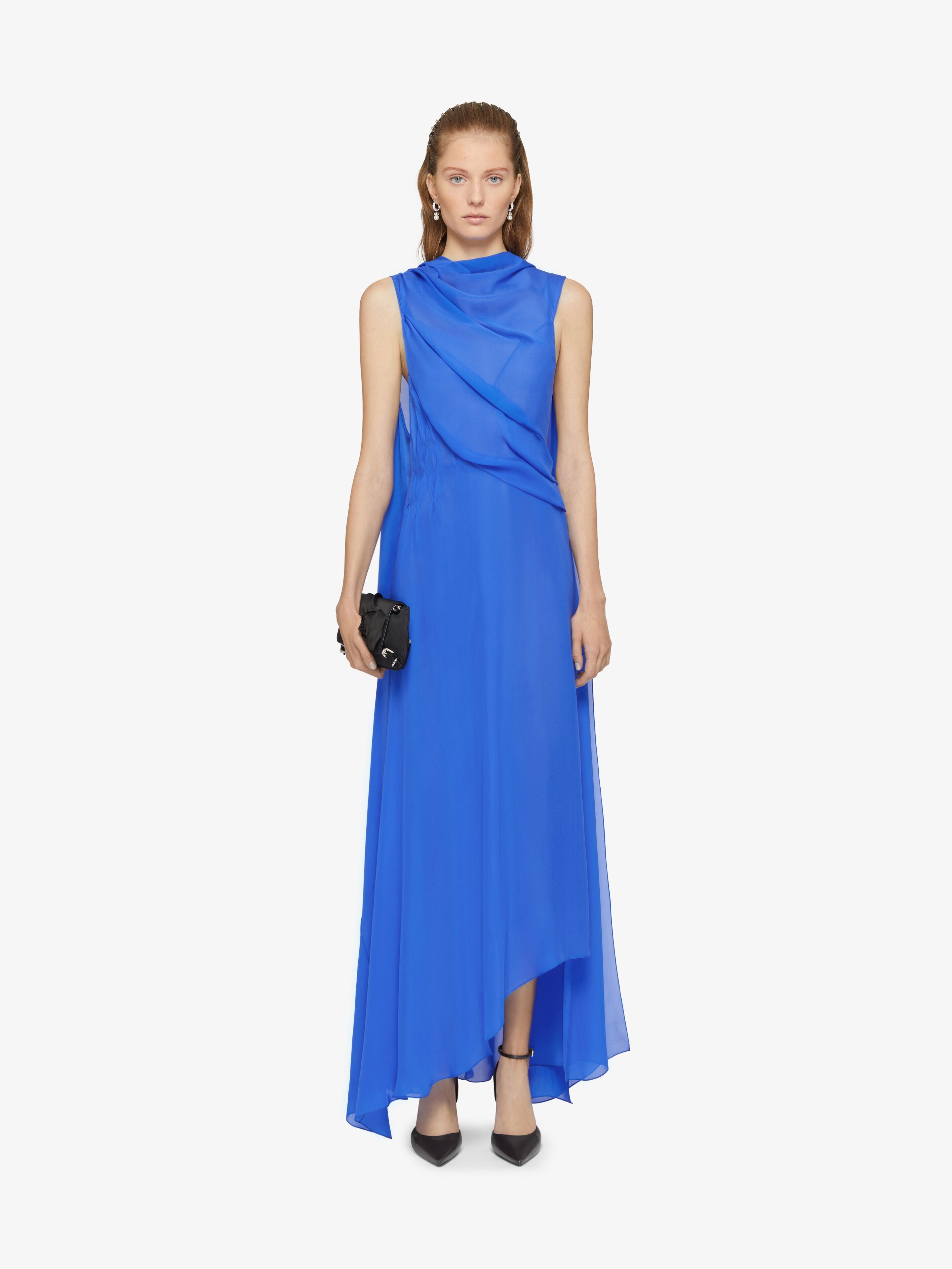 DRAPED DRESS IN SATIN WITH LAVALLIÈRE - 2