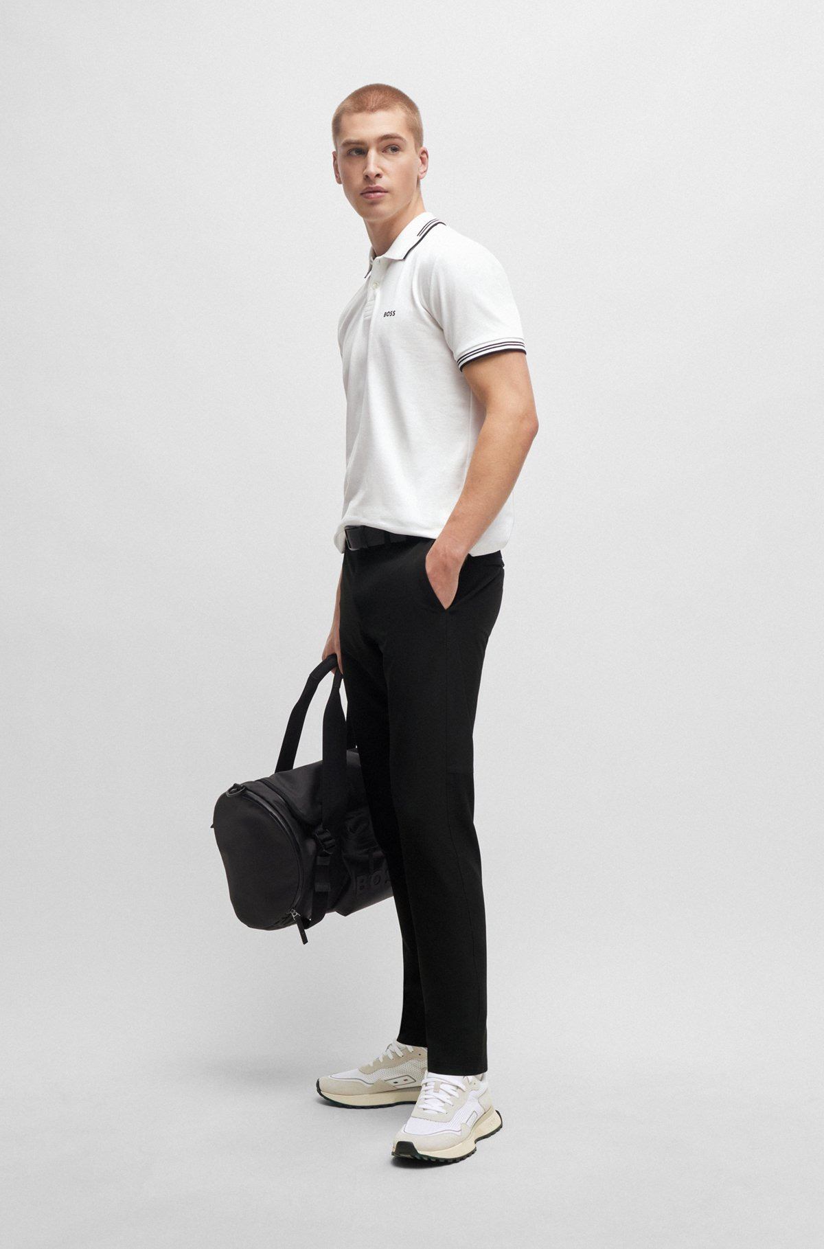 STRETCH-COTTON SLIM-FIT POLO SHIRT WITH BRANDING - 4