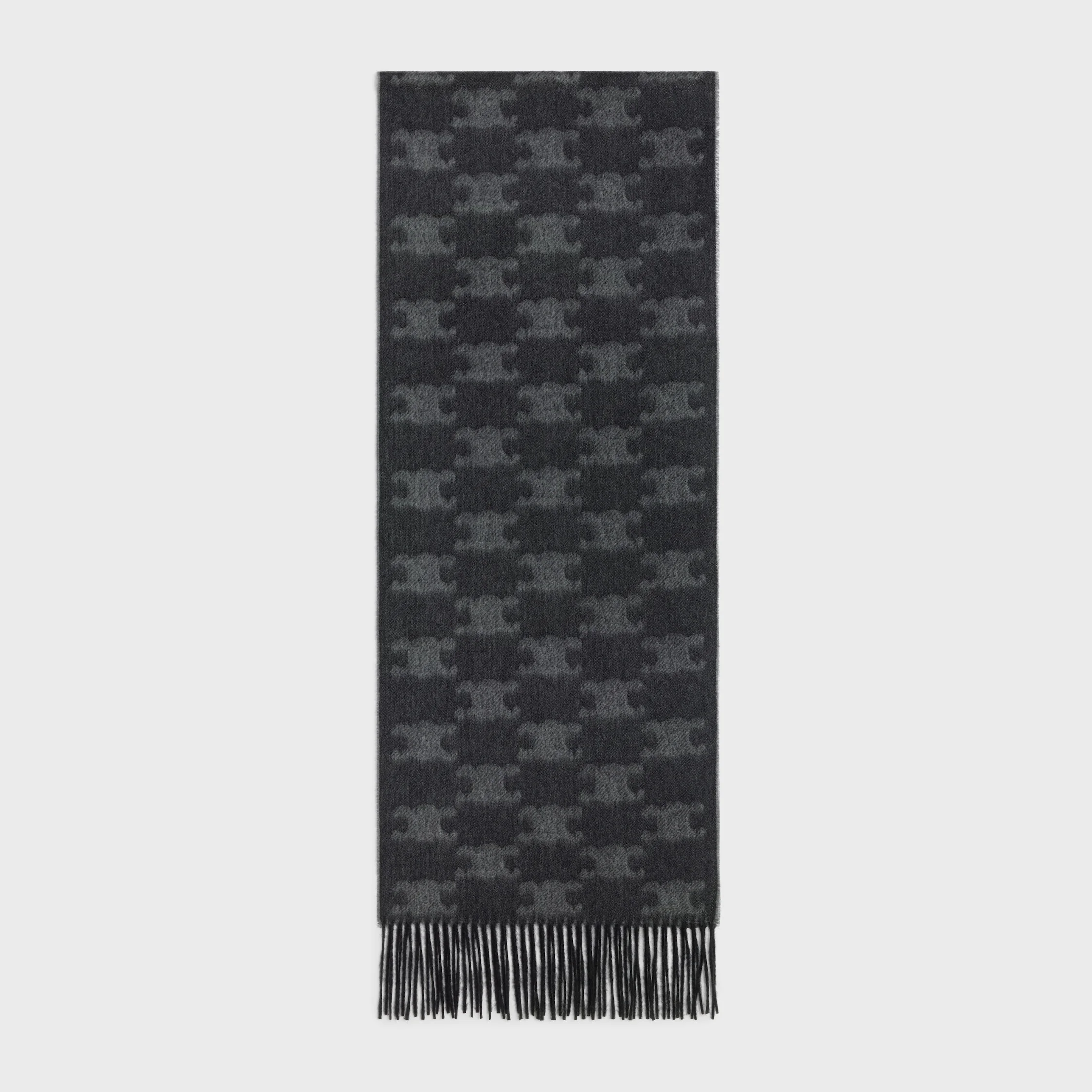 fringed scarf in monogram cashmere - 1