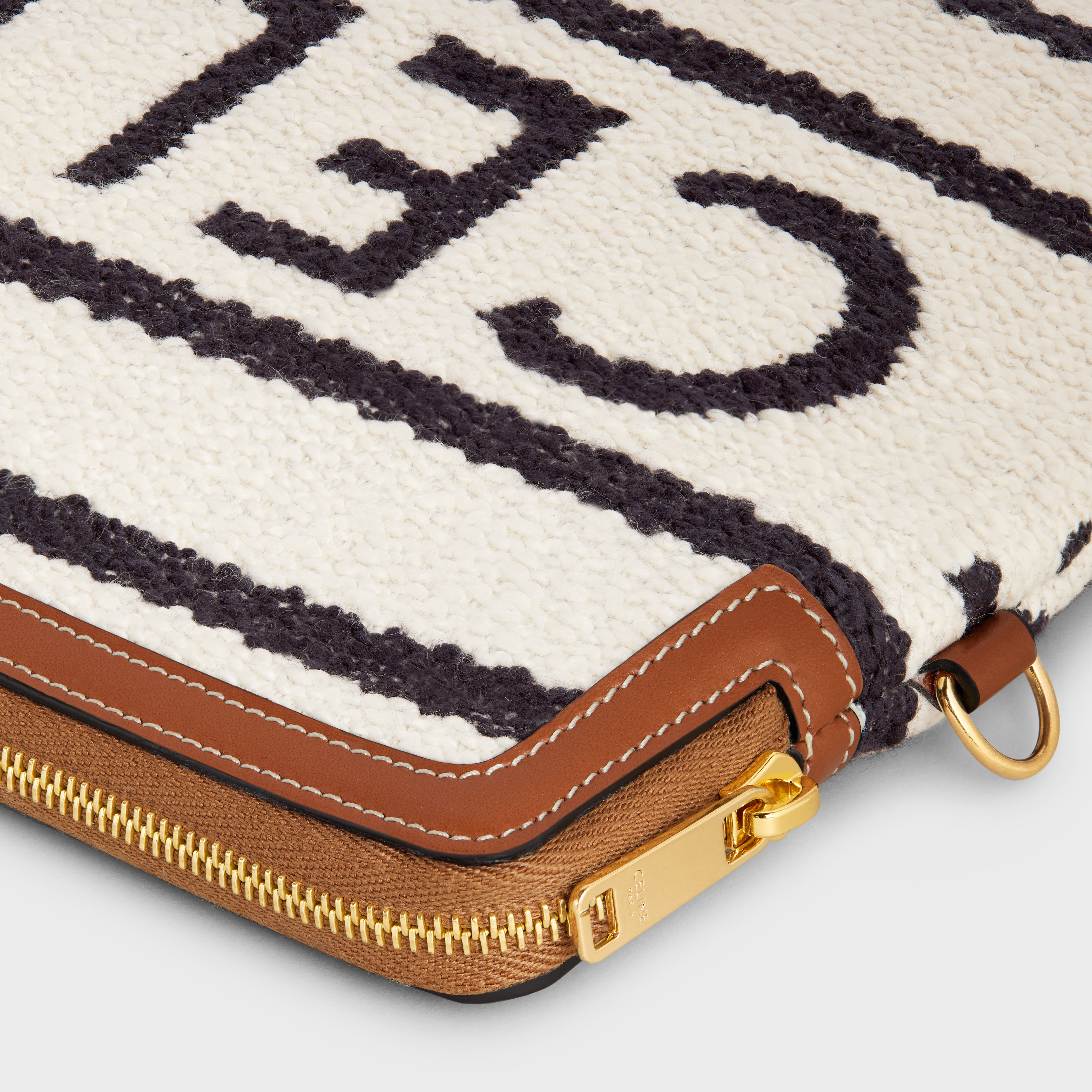 SMALL POUCH WITH STRAP in TEXTILE WITH CELINE ALL OVER AND CALFSKIN - 5