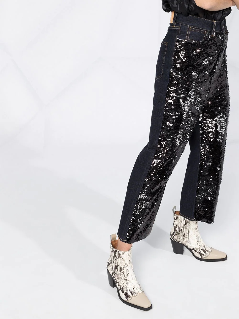 sequin panels wide jeans - 5