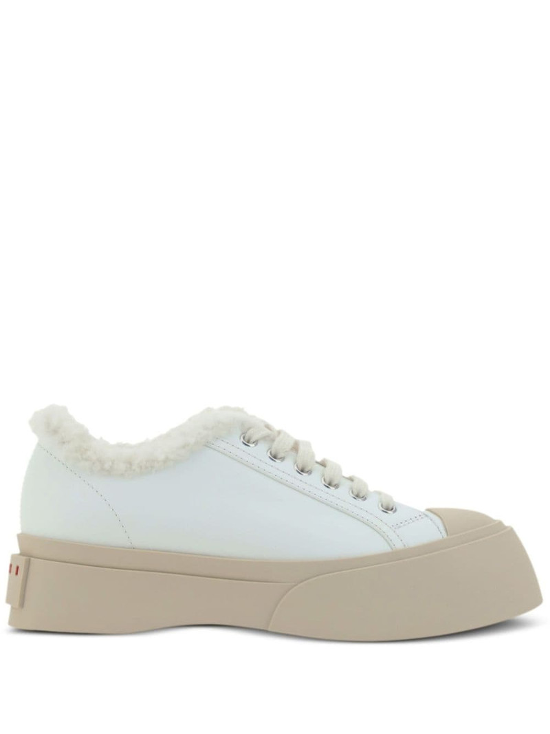 Pablo lace-up shearling-trim sneakers 1