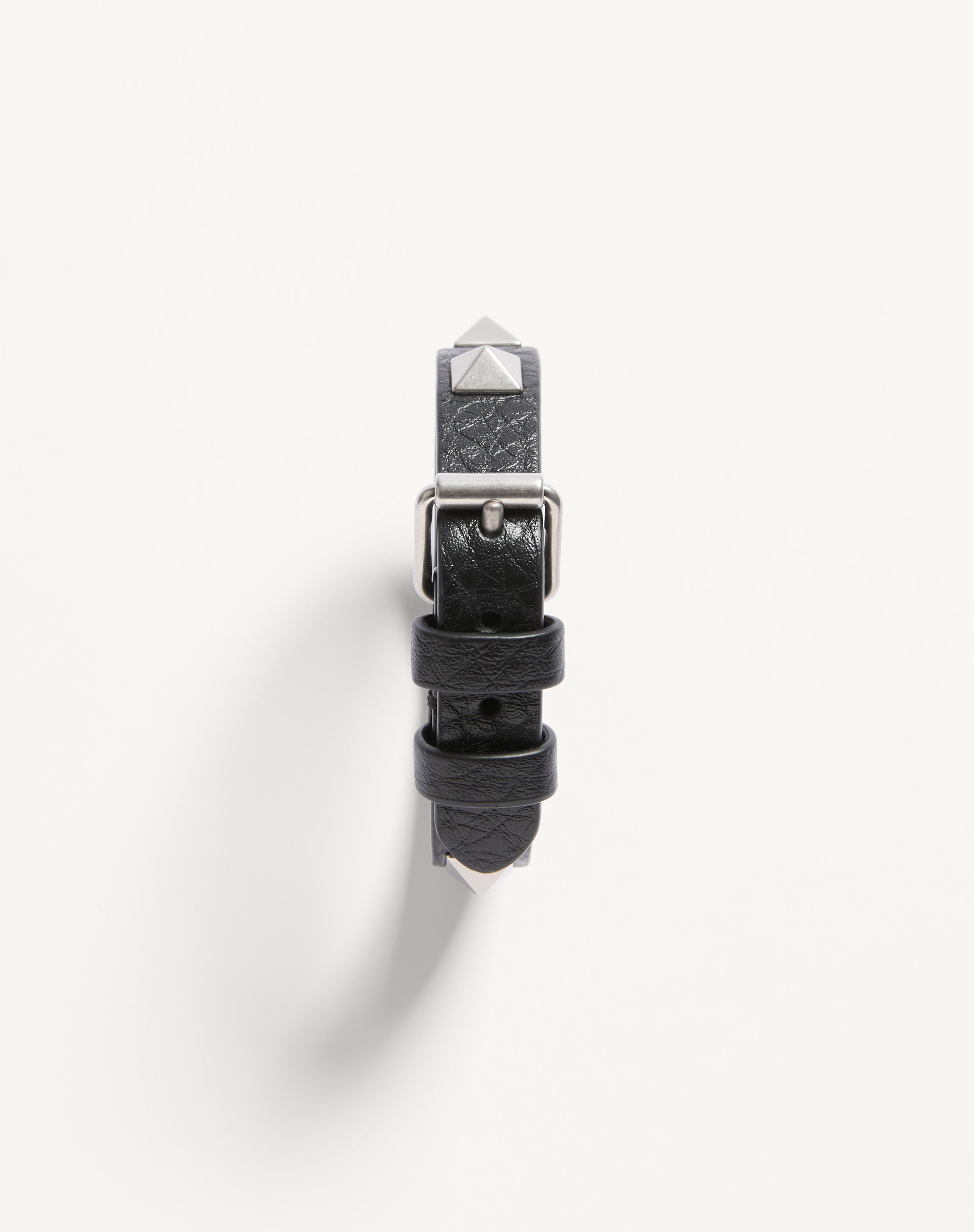 ROCKSTUD LEATHER BRACELET WITH RUTHENIUM STUDS - 4