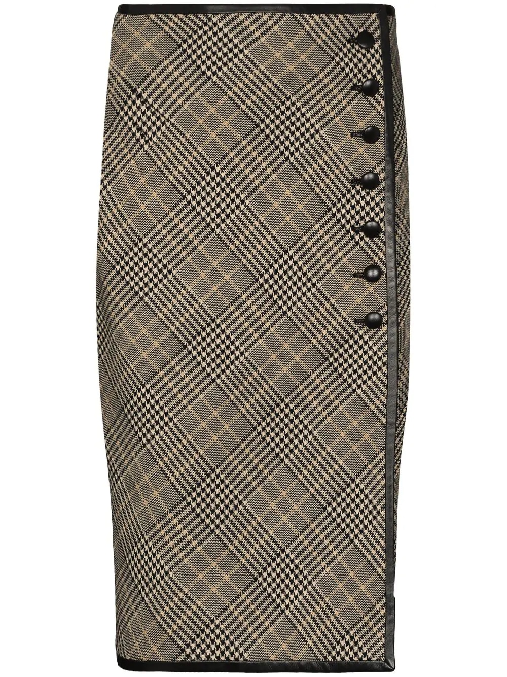 check wool button-up pencil skirt - 1