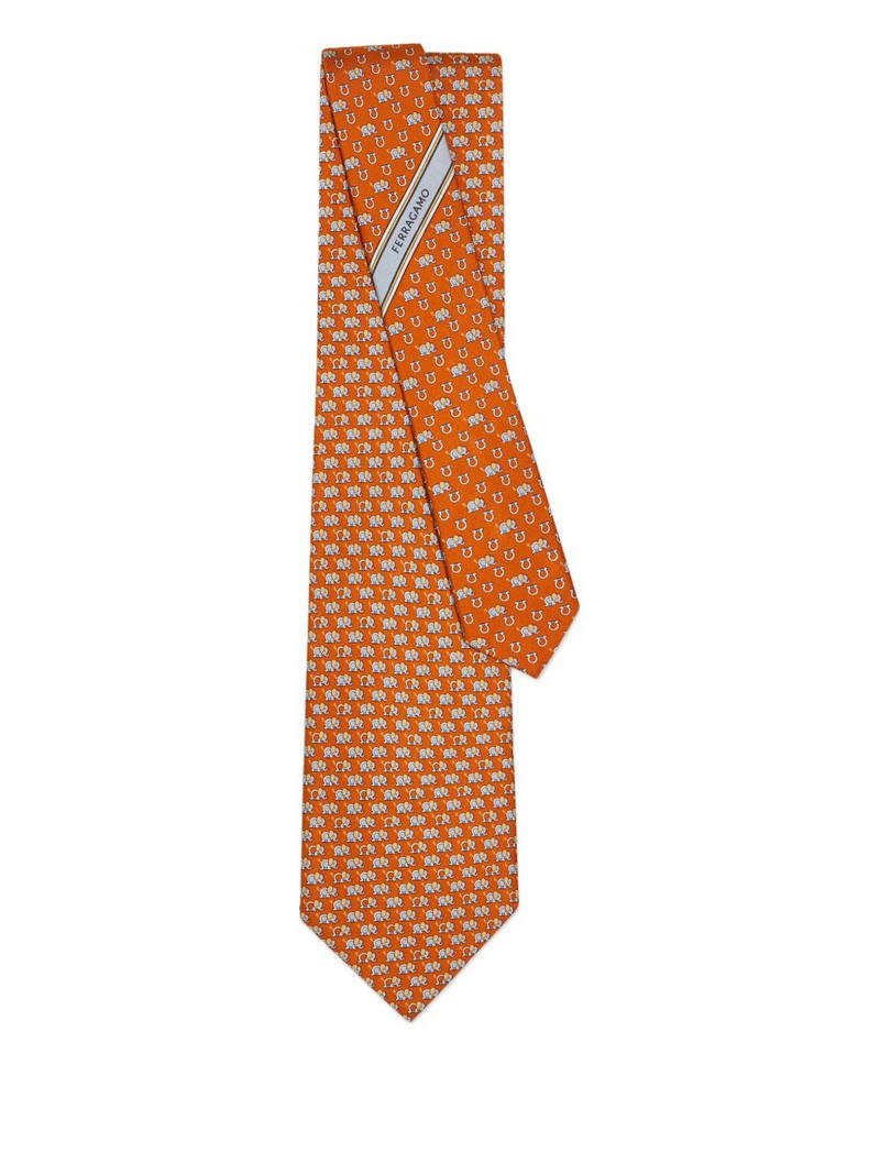 FERRAGAMO elephant gancini silk tie outlook