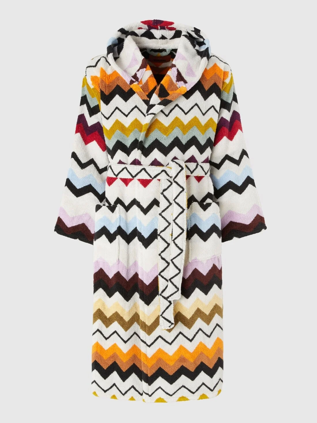 Murrina Hooded Bathrobe in cotton terry with zig zag pattern - 1