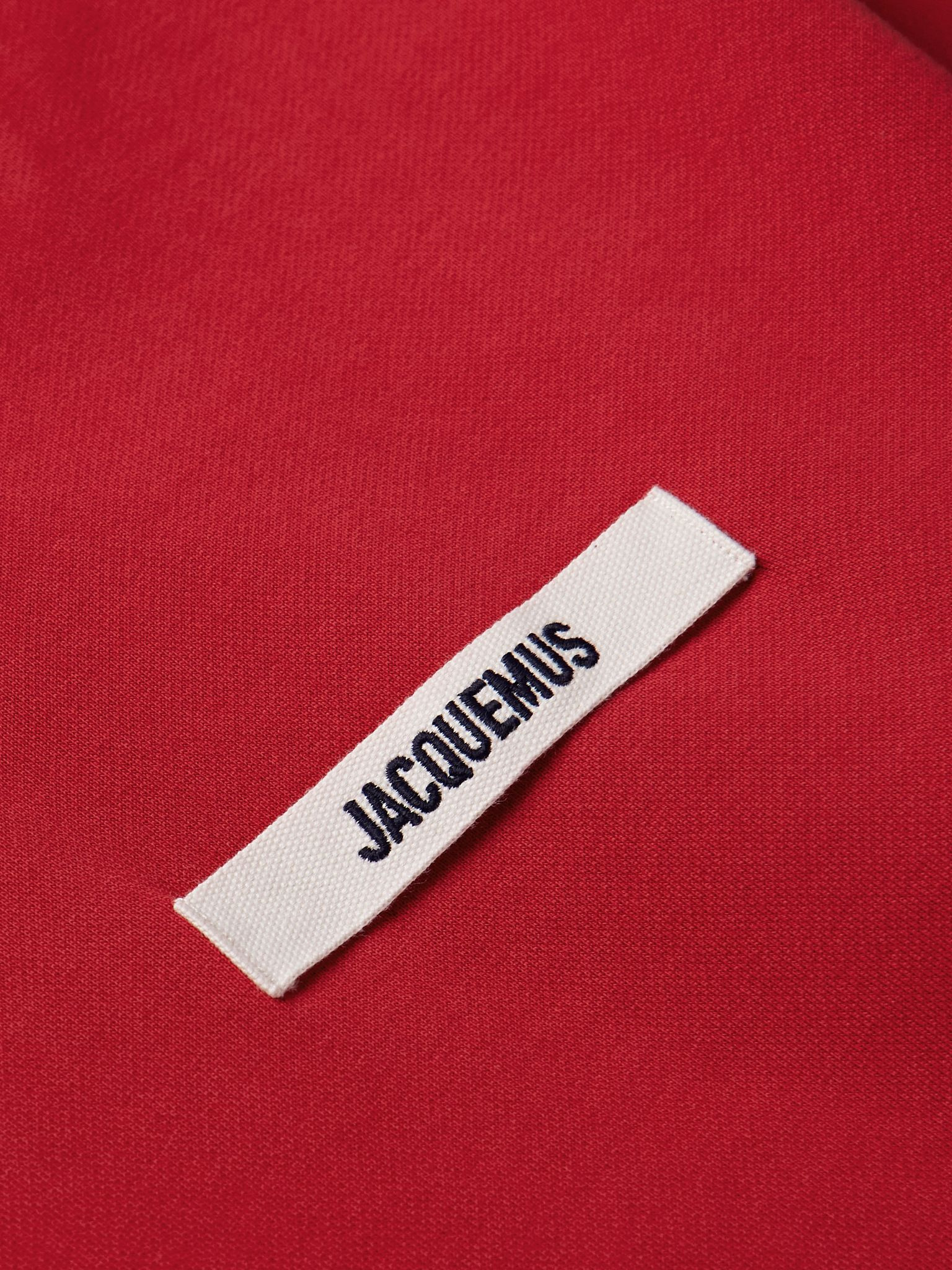 Logo-Appliquéd Cotton-Jersey Hoodie Red - 4