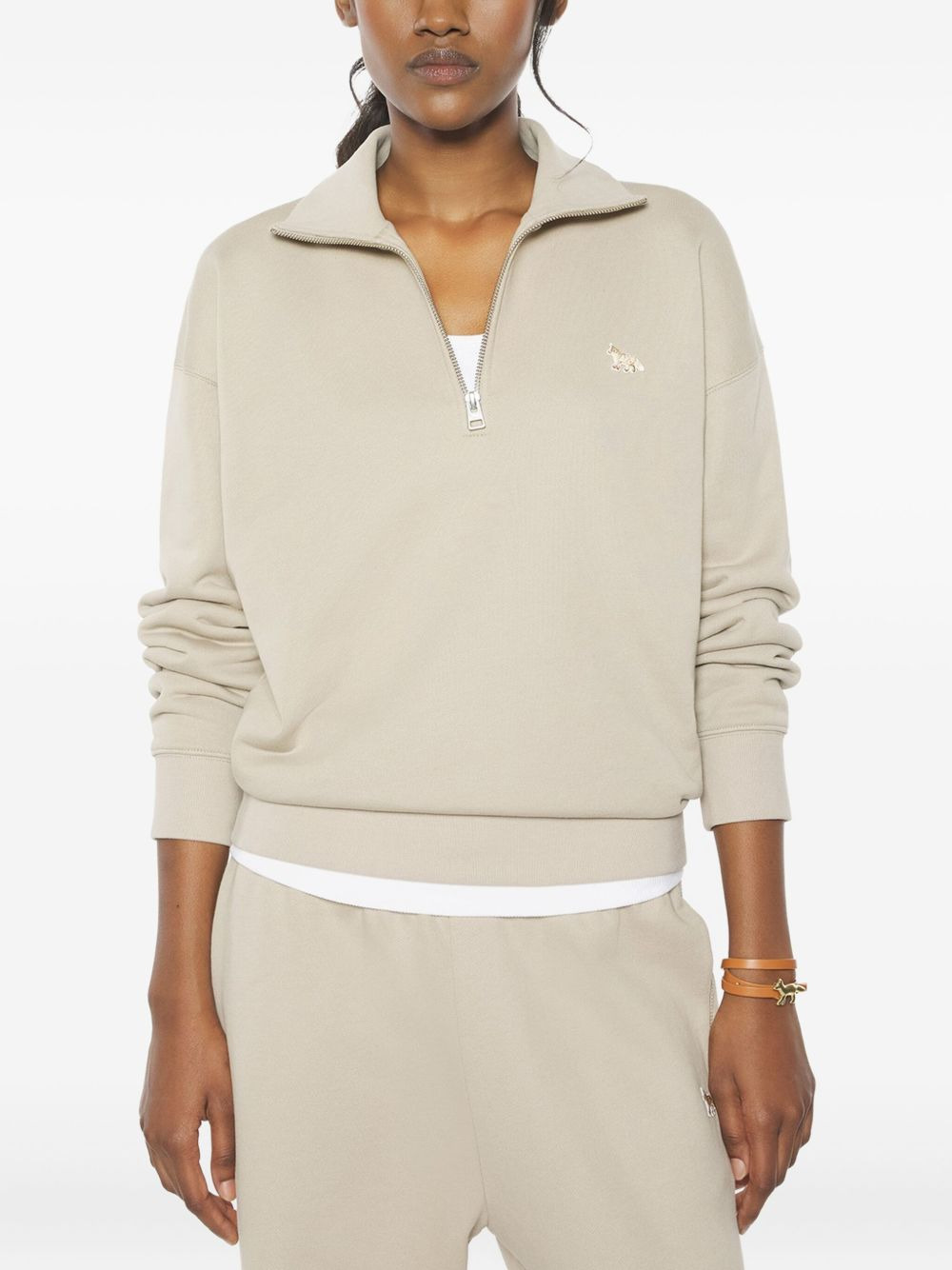 Profile Fox-embroidered half-zip sweatshirt - 4