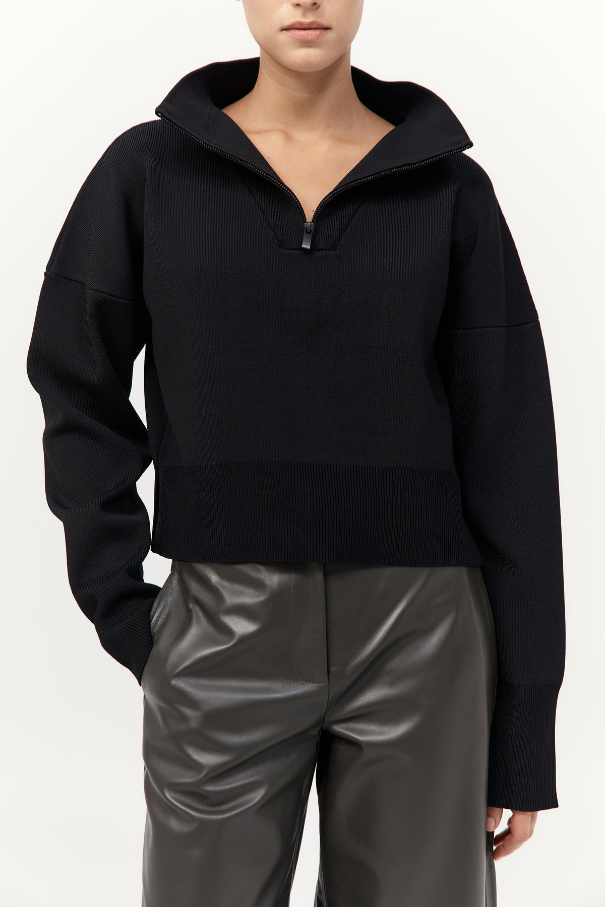 Milano Knit Zip Jumper - Black - 6