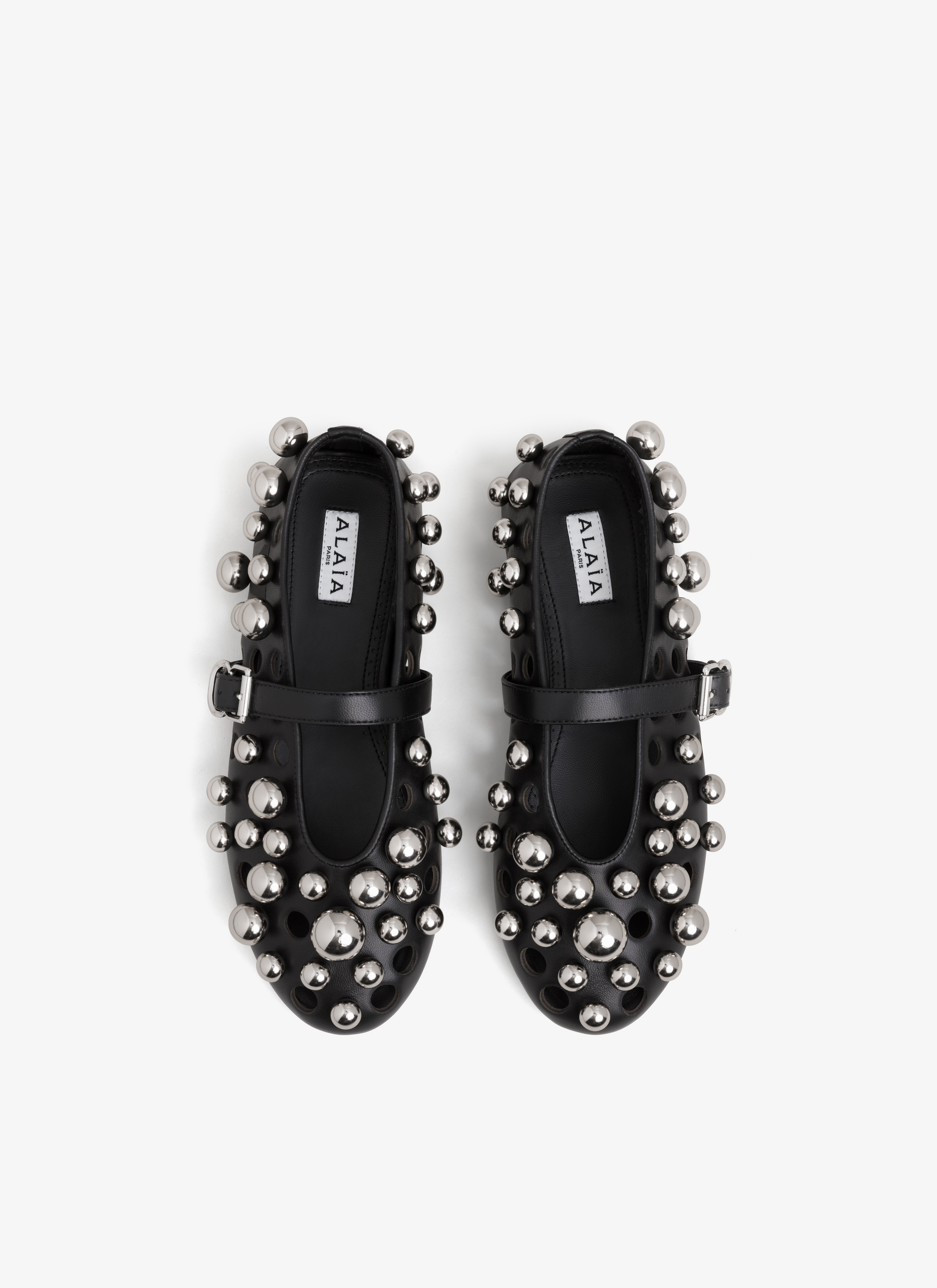 BALLET FLATS WITH SPHERES ON LAMBSKIN - 3