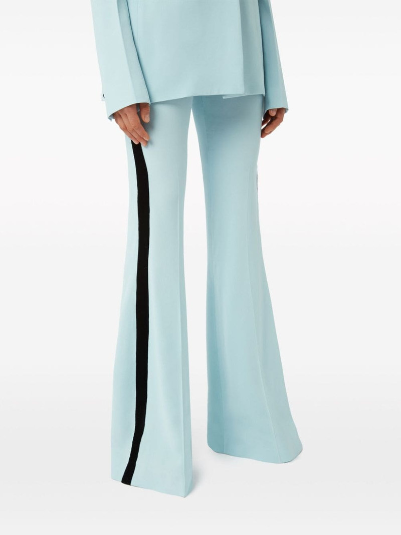velvet-trim flared trousers 4