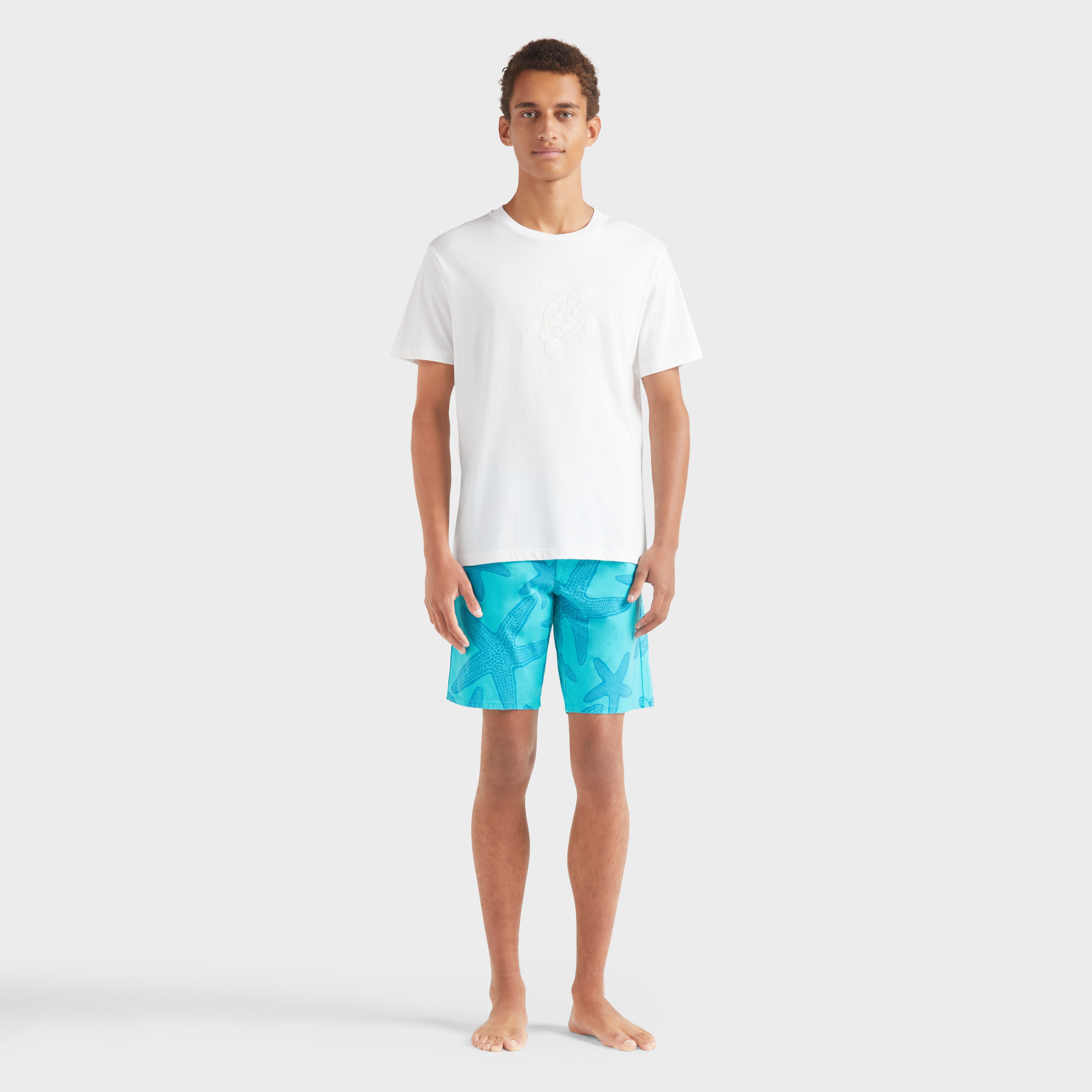 Men Cotton T-shirt Embroidered tone on tone Turtle - 3