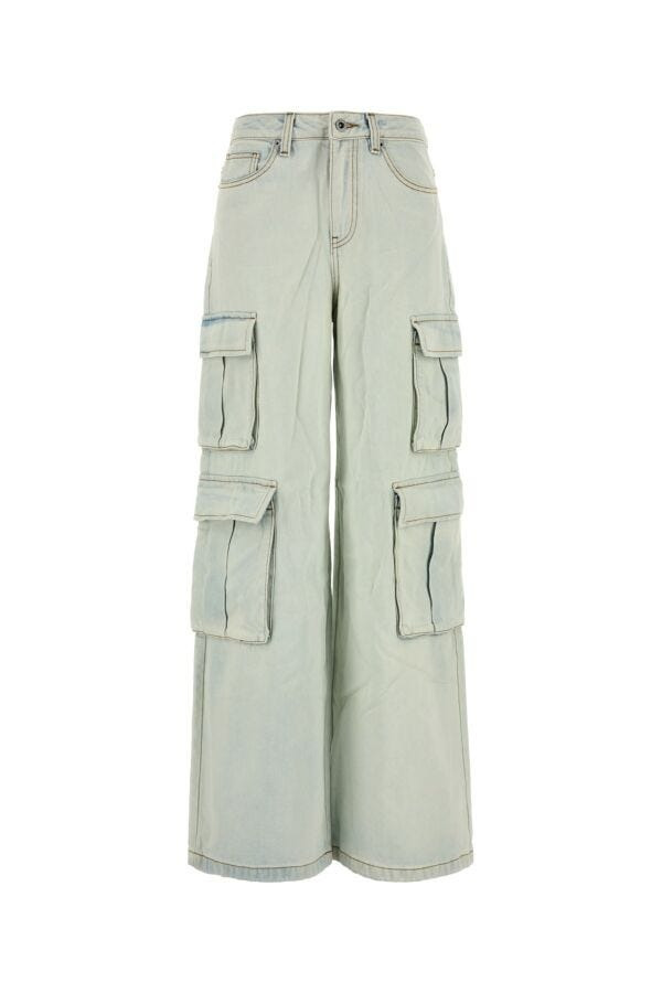 Self Portrait Women Bleach Wash Denim Cargo Jeans - 1