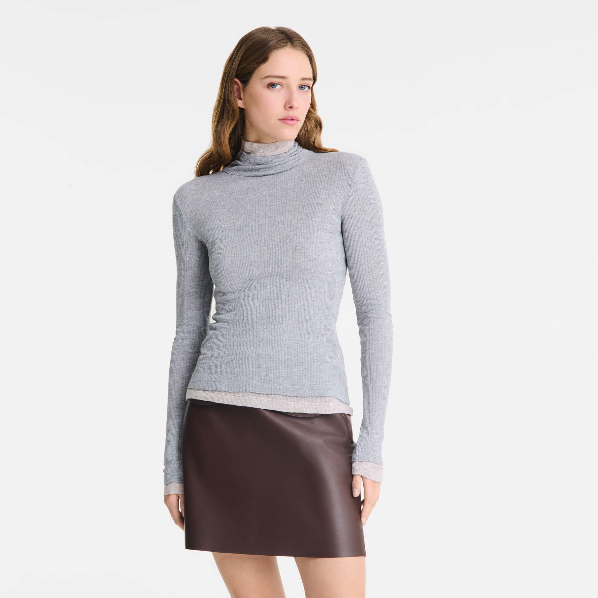 Thin turtleneck sweater Grey - Jersey - 4