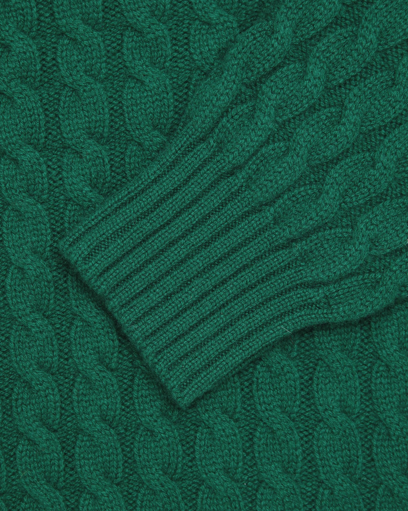 MADE-IN-SCOTLAND GREEN CABLE KNIT CASHMERE SWEATER 4