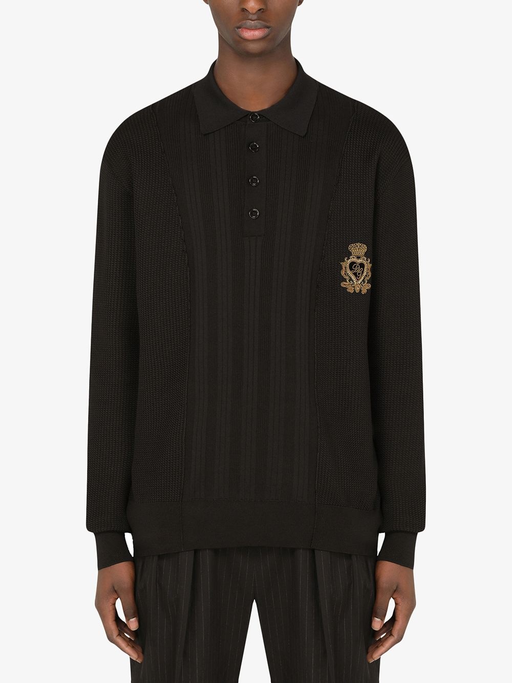 ribbed silk-blend polo shirt - 3