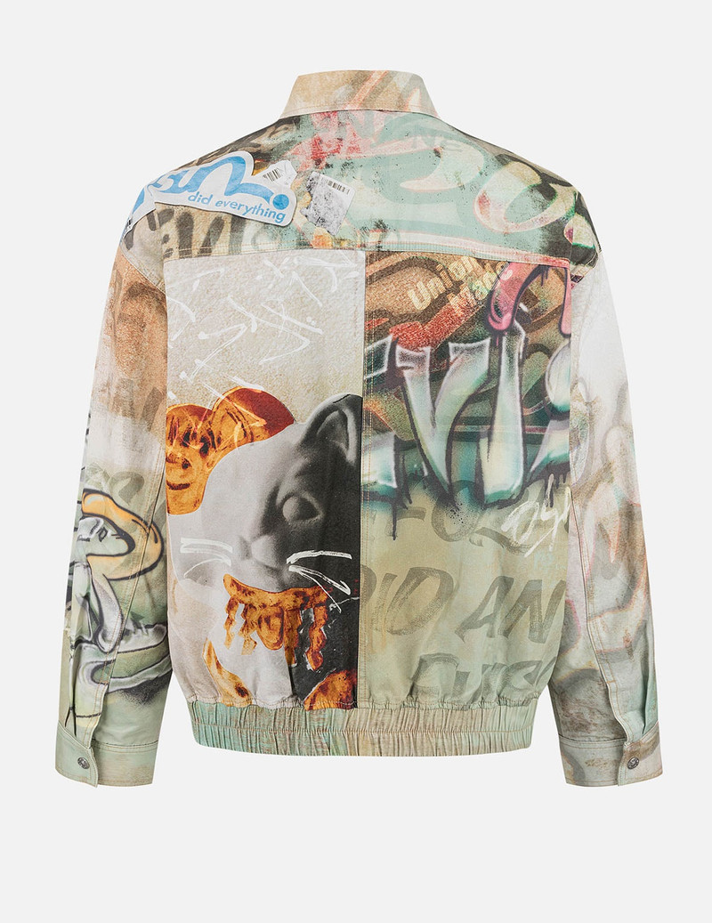 EVISU Graffiti Allover Print Boxy Zip Up Jacket outlook