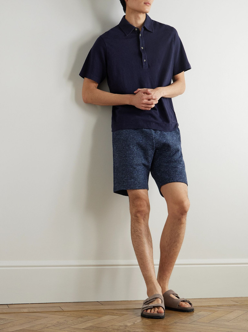 Paul Smith Textured Cotton and Linen-Blend Shorts Blue outlook
