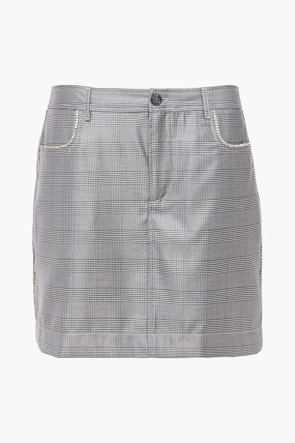 Paloma crystal-embellished Prince of Wales checked silk and wool-blend mini skirt - 1