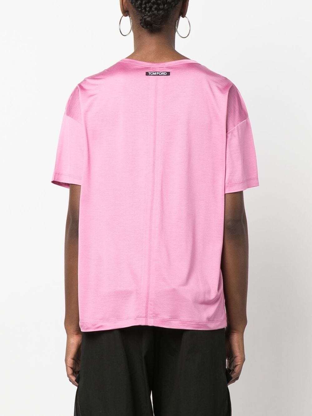 logo-patch short-sleeved silk T-shirt - 4