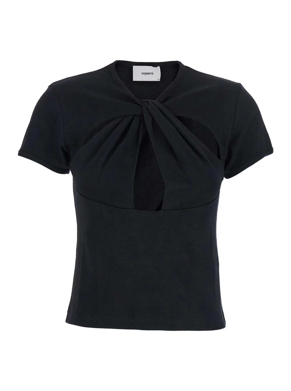 Coperni Women Black Top With V Neck And Cut-Out On The Front In Cotton Woman - 1
