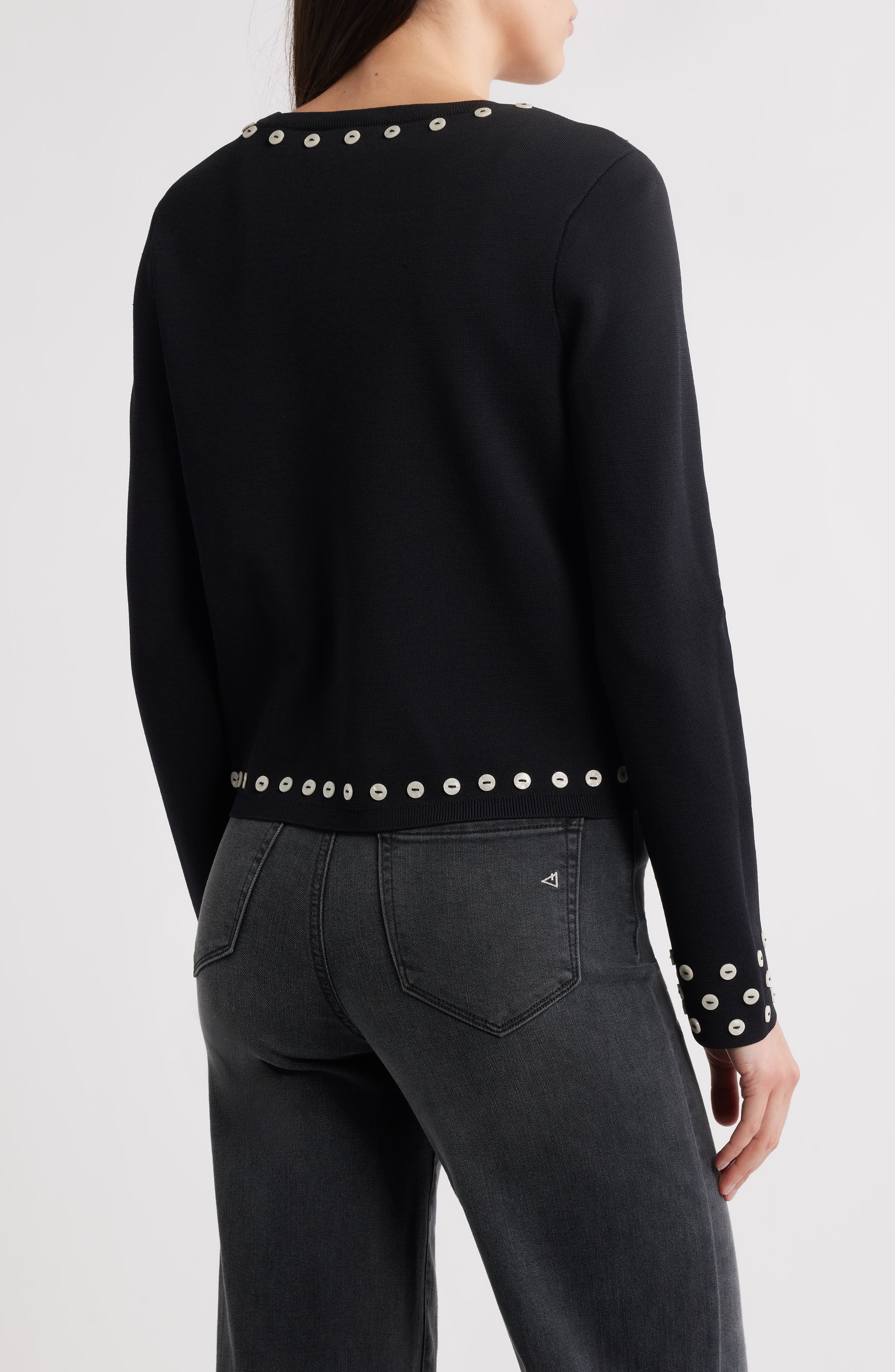 rag & bone Melo Shell Detail Boxy Cardigan in Black at Nordstrom - 2