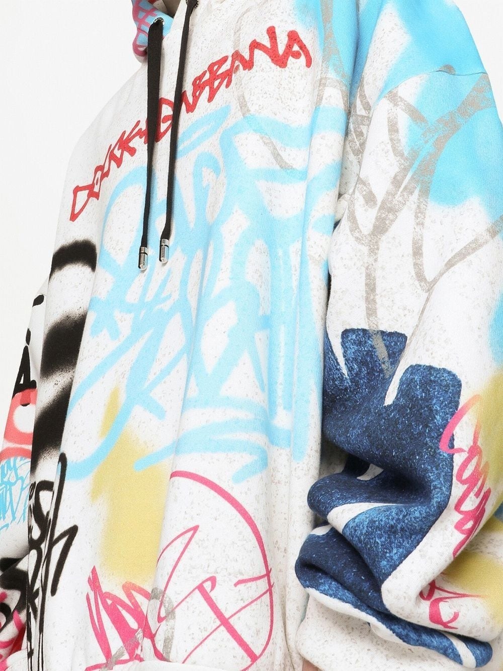 graffiti-print cotton-blend hoodie - 5
