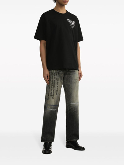 Yohji Yamamoto slogan-print straight-leg jeans outlook