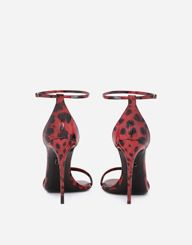 Leopard-print patent leather sandals with red base - 3