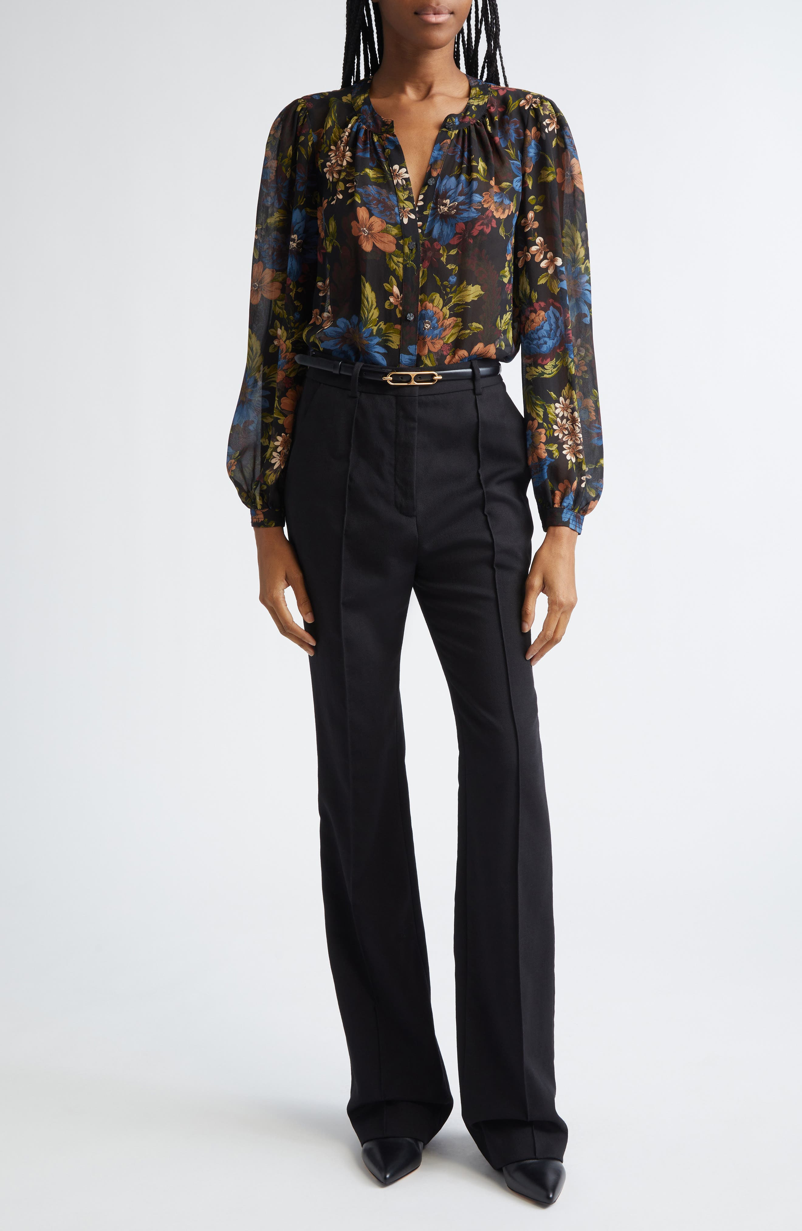 Veronica Beard Gracie Stretch Wool Flare Leg Pants in Black at Nordstrom - 2