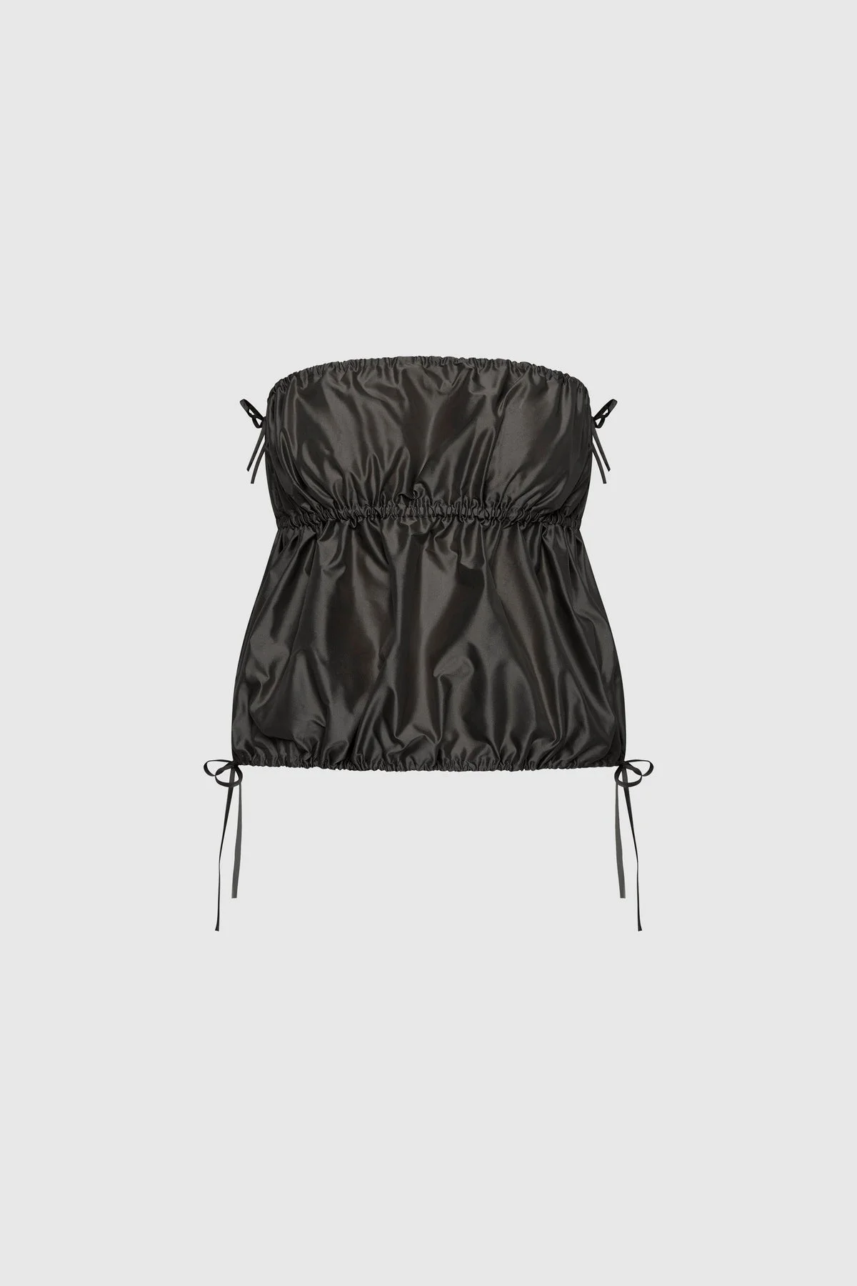 Paper Taffeta Strapless Drawstring Top - Dark Vetiver - 1