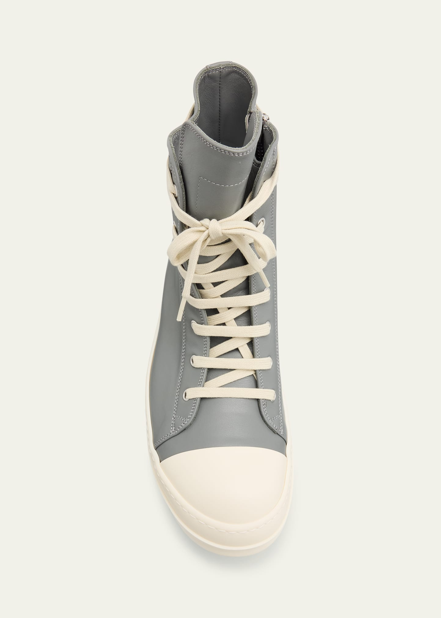 Men's Calf Leather Cap Toe High-Top Sneakers - 5