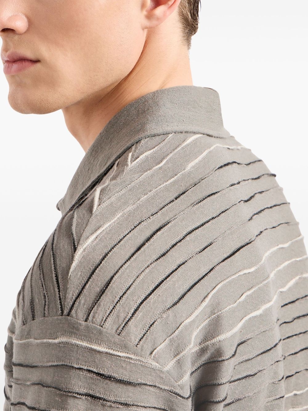 striped linen-blend polo shirt - 4